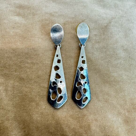 None and/or Unknown Jewelry - Sterling Silver 925 Dangle Pendant Drop Earrings Post Back Pierced Ears